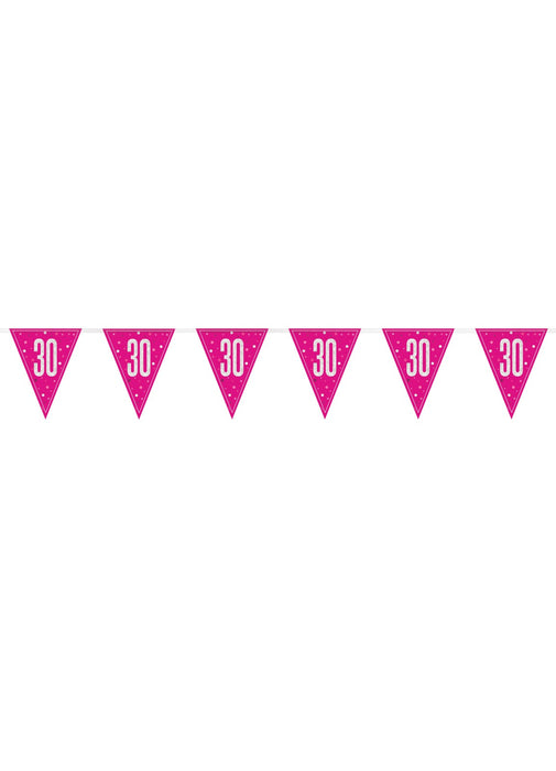 Pink Glitz Age 30 Flag Banner