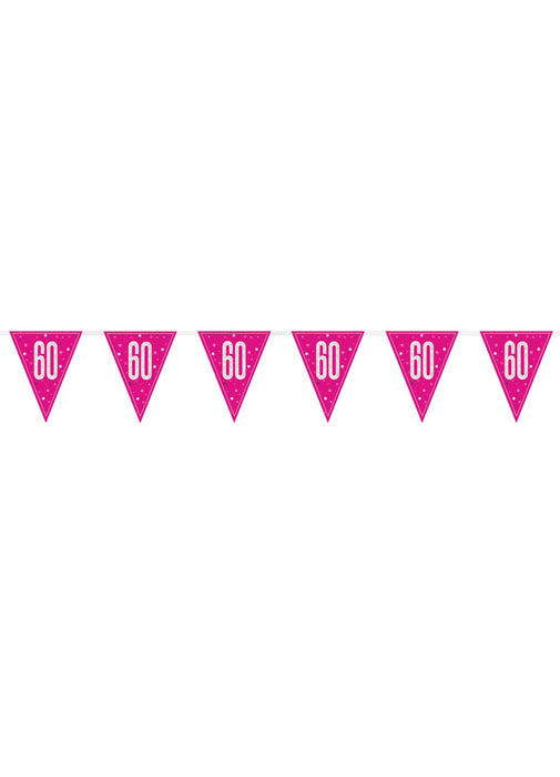 Pink Glitz Age 60 Flag Banner