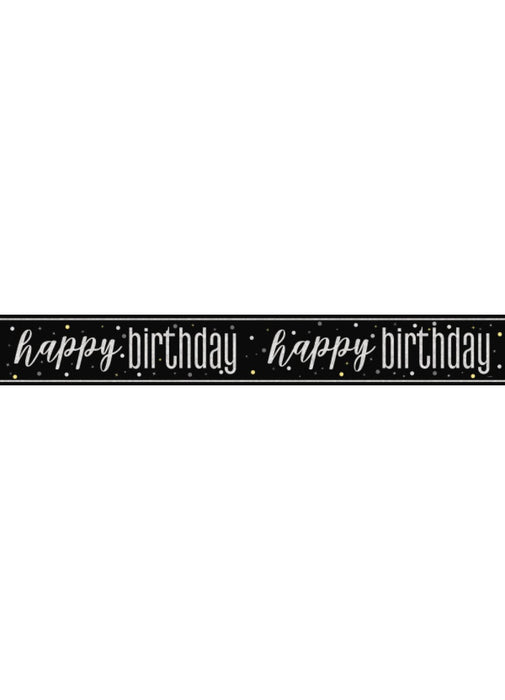Black Glitz Happy Birthday Banner