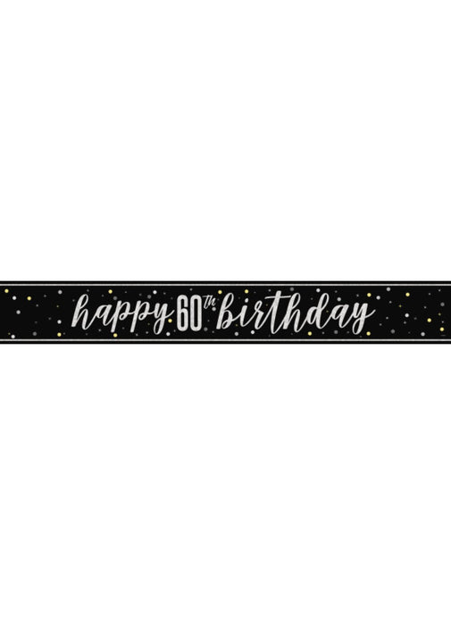 Black Glitz 60th Birthday Banner