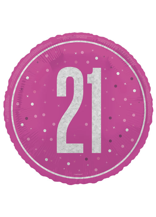 Pink Glitz 21st Birthday Foil Balloon