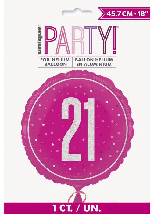 Pink Glitz 21st Birthday Foil Balloon