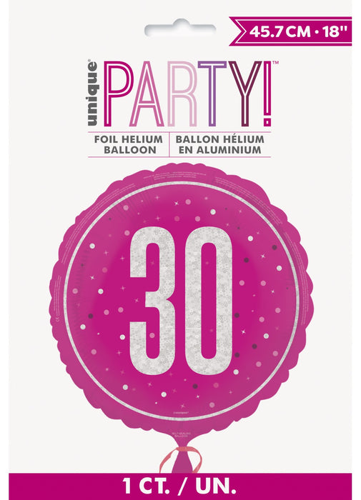 Pink Glitz 30th Birthday Foil Balloon