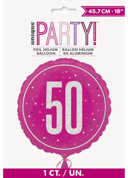 Pink Glitz 50th Birthday Foil Balloon