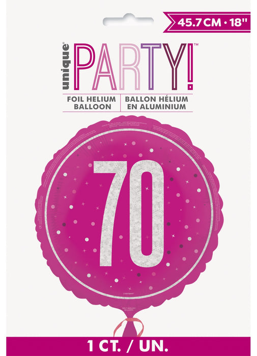 Pink Glitz 70th Birthday Foil Balloon