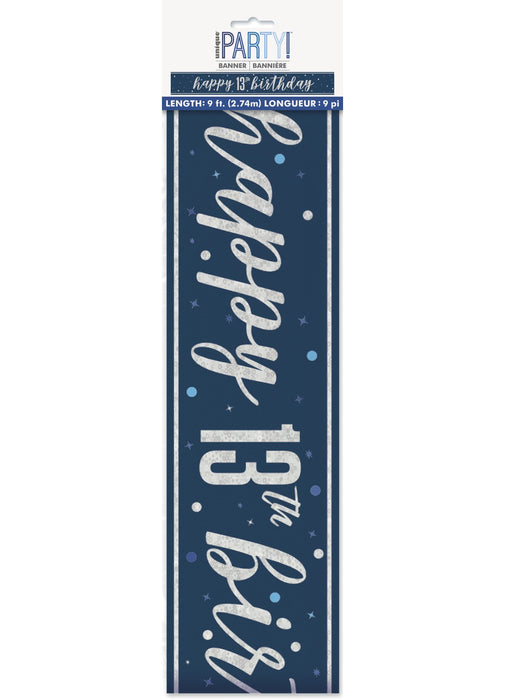 Blue Glitz 13th Birthday Banner