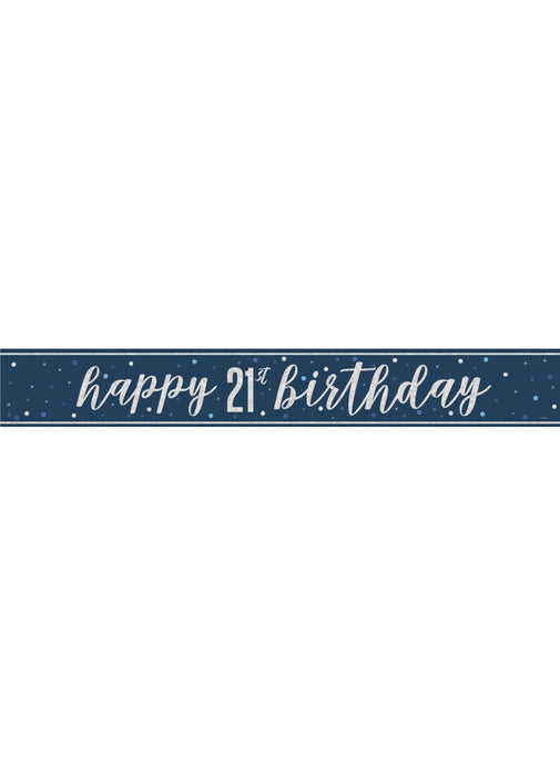 Blue Glitz 21st Birthday Banner