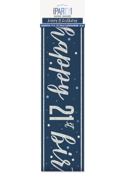 Blue Glitz 21st Birthday Banner