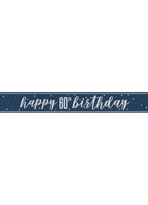 Blue Glitz 60th Birthday Banner