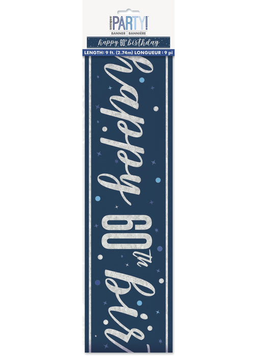 Blue Glitz 60th Birthday Banner