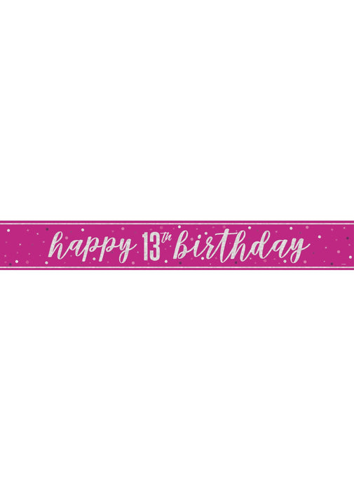 Pink Glitz Age 13 Birthday Banner