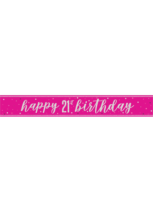 Pink Glitz Age 21 Birthday Banner