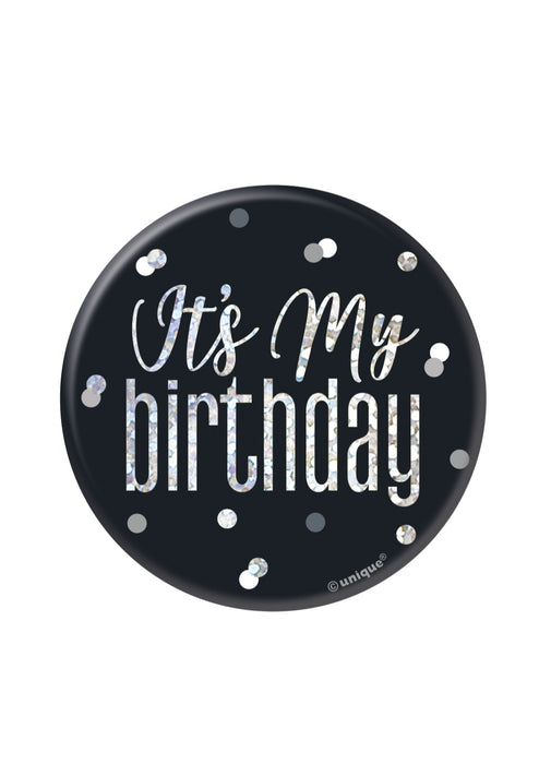 Black Glitz Happy Birthday Badge