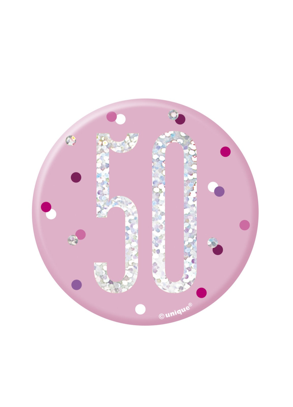 Pink Glitz Age 50 Badge — Party Britain