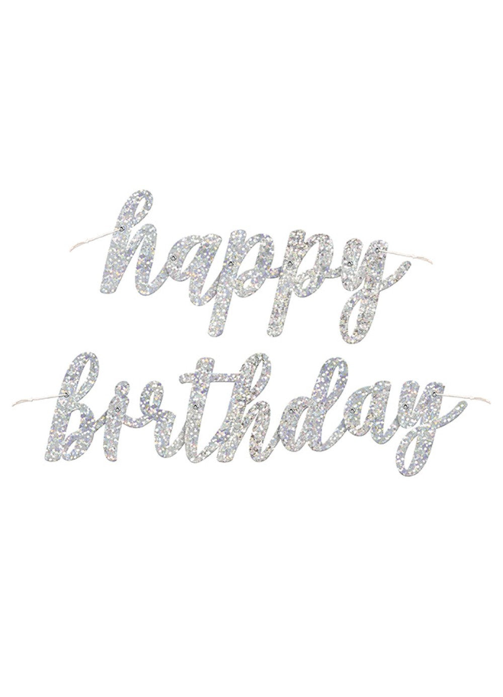 Silver Glitz Happy Birthday Script Banner — Party Britain