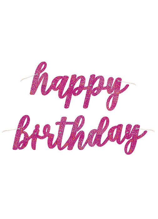 Pink Glitz Happy Birthday Script Banner