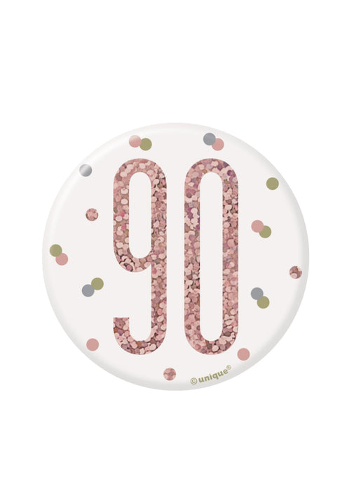 Rose Gold Glitz Age 90 Badge