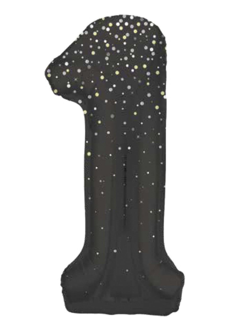 Number 1 Black Glitz Foil Balloon — Party Britain