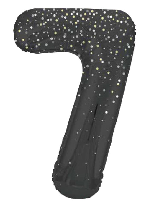 Number 7 Black Glitz Foil Balloon