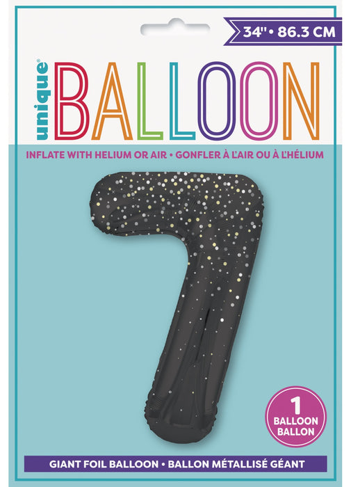 Number 7 Black Glitz Foil Balloon