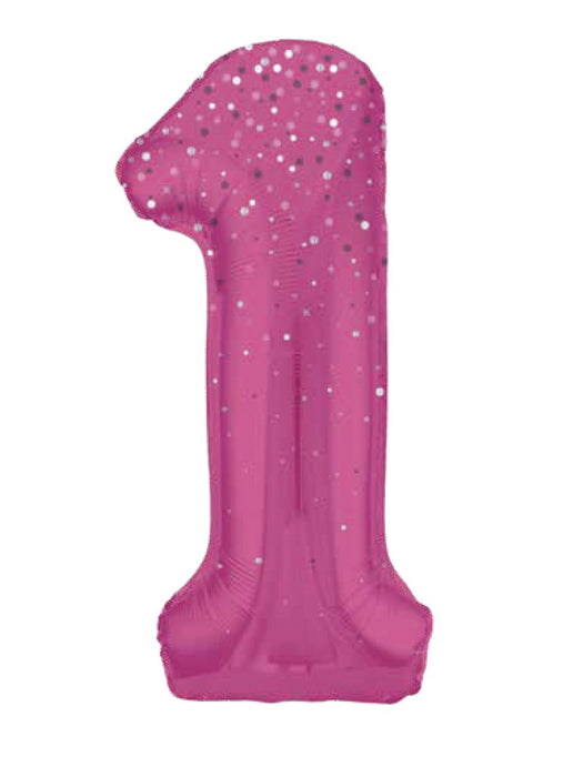 Number 1 Pink Glitz Foil Balloon