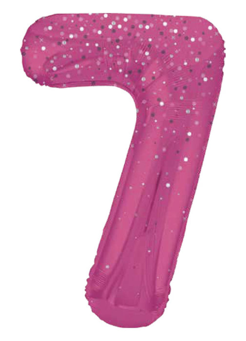 Number 7 Pink Glitz Foil Balloon