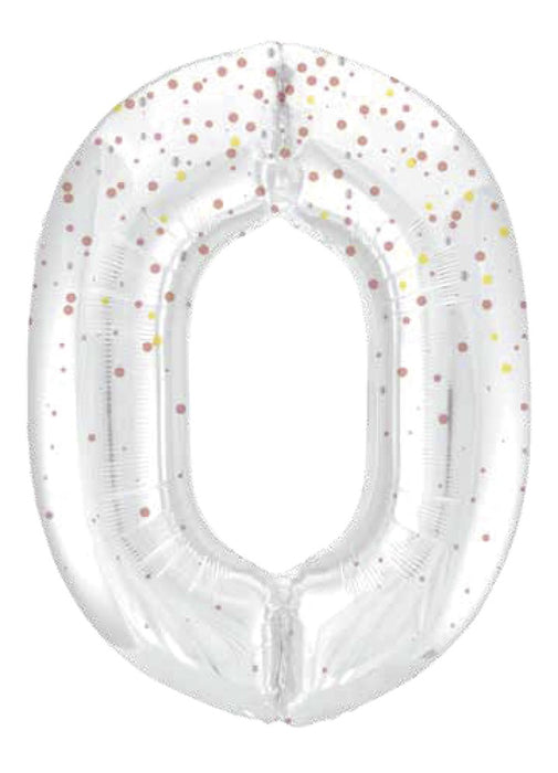 Number 0 Rose Gold Glitz Foil Balloon