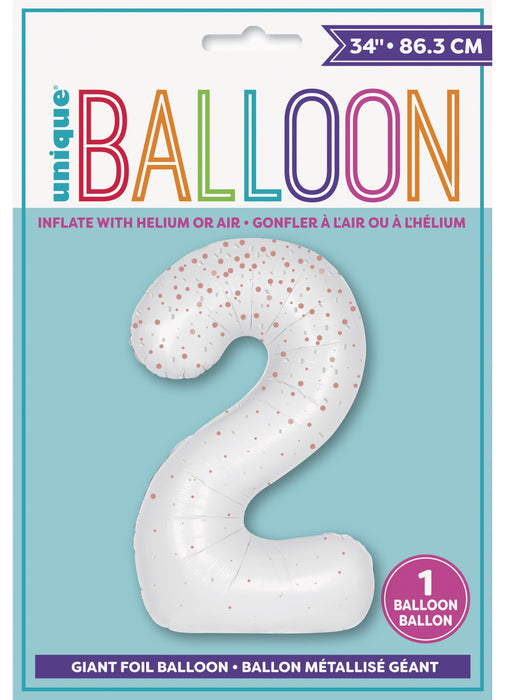 Number 2 Rose Gold Glitz Foil Balloon