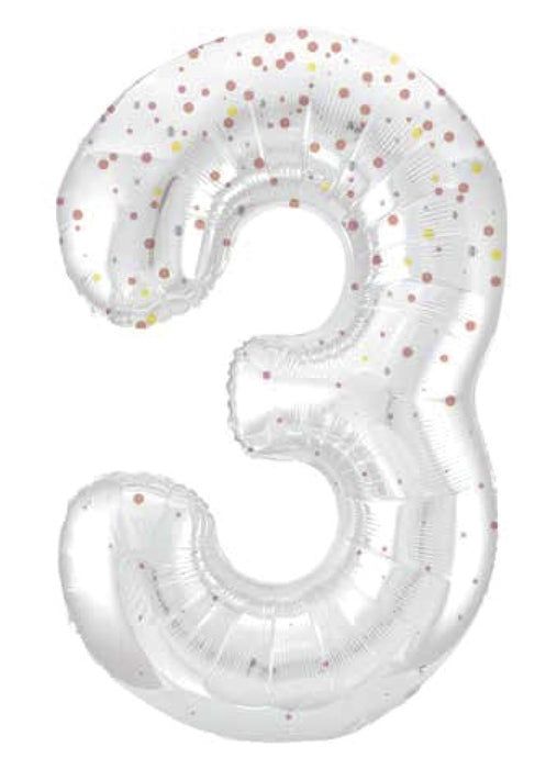 Number 3 Rose Gold Glitz Foil Balloon