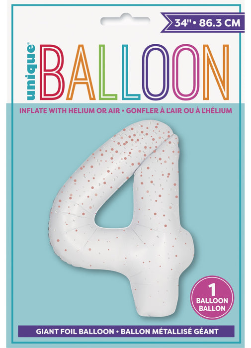Number 4 Rose Gold Glitz Foil Balloon