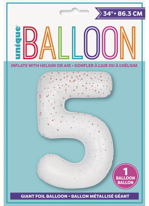 Number 5 Rose Gold Glitz Foil Balloon