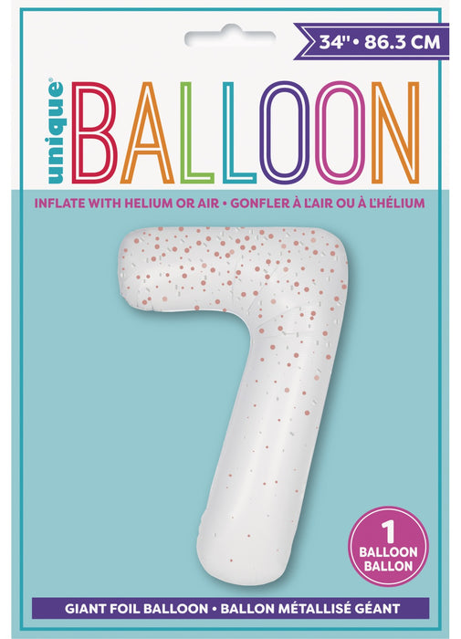 Number 7 Rose Gold Glitz Foil Balloon
