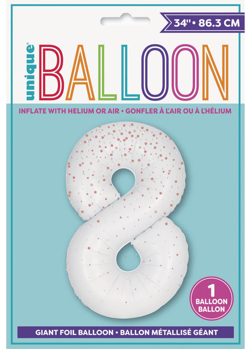 Number 8 Rose Gold Glitz Foil Balloon