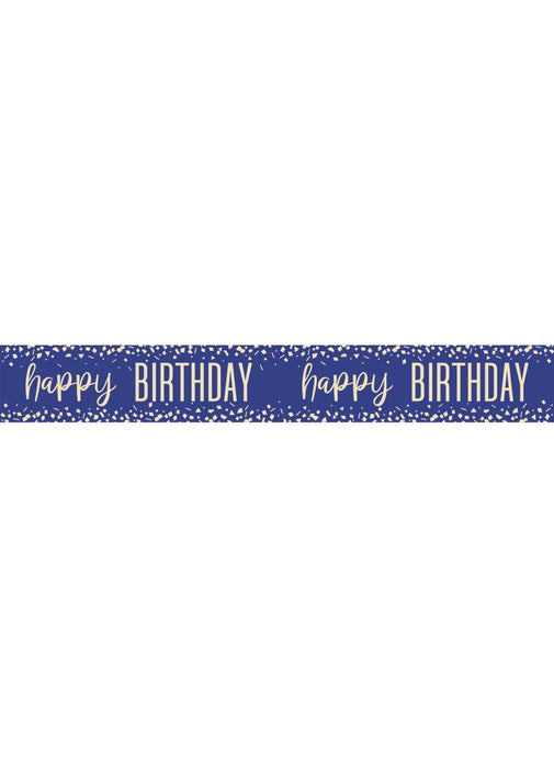 Happy Birthday Blue Foil Banner