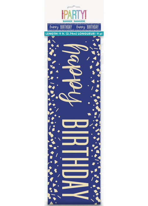 Happy Birthday Blue Foil Banner