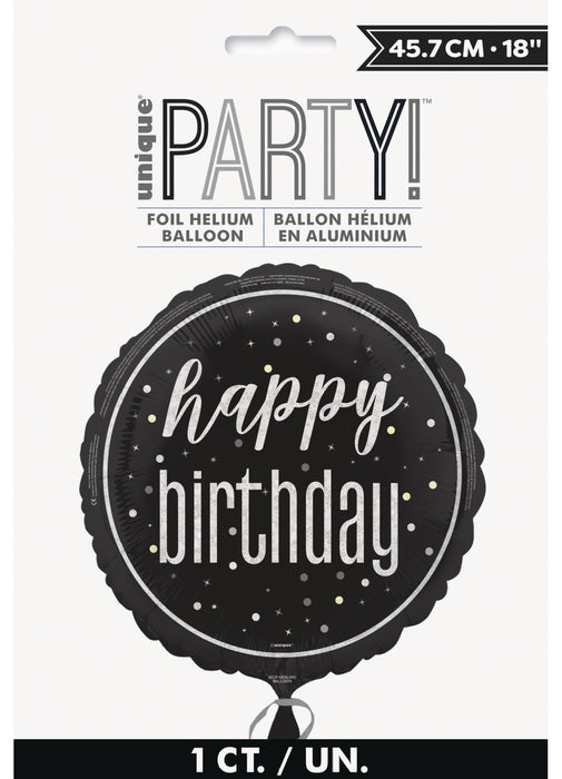 Black Glitz Happy Birthday Foil Balloon