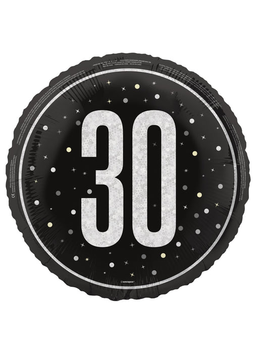 Black Glitz Age 30 Foil Balloon