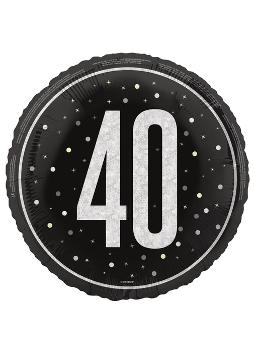 Black Glitz Age 40 Foil Balloon