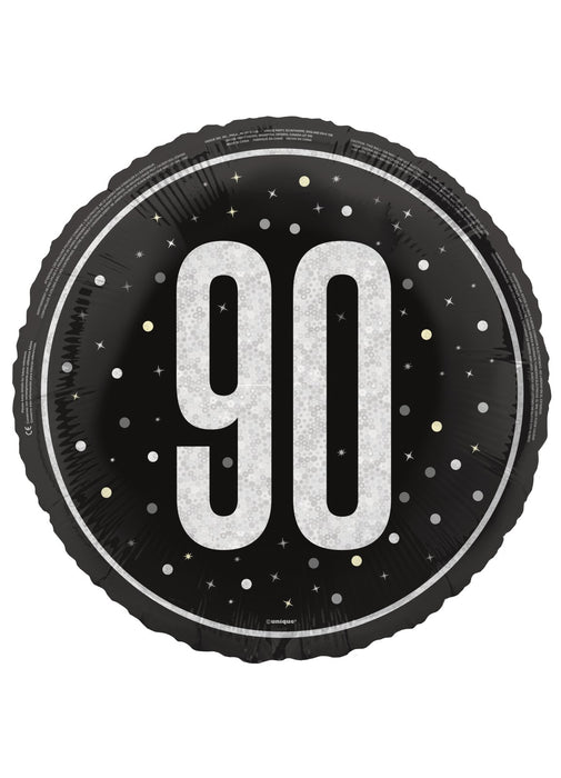 Black Glitz Age 90 Foil Balloon