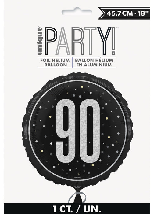 Black Glitz Age 90 Foil Balloon