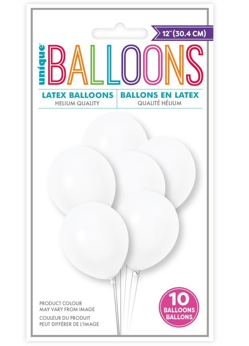 White Latex Balloons 10pk