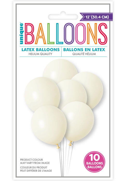 Ivory Latex Balloons 10pk