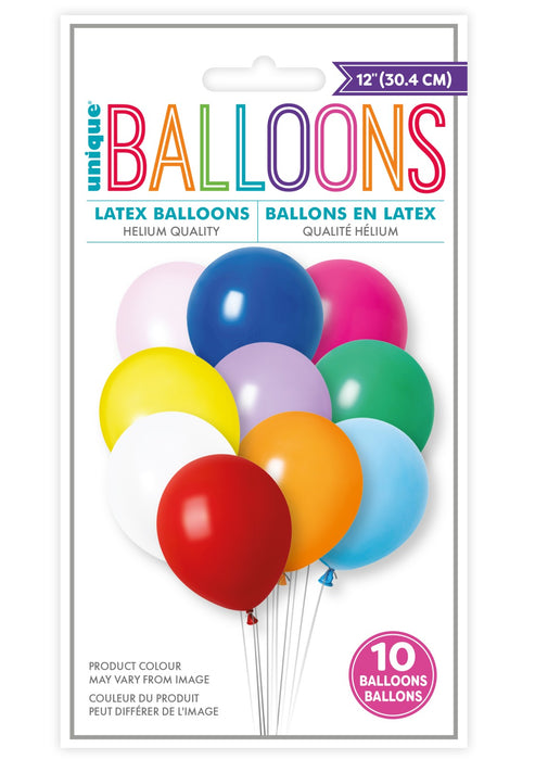 Assorted Colours Latex Balloons 10pk