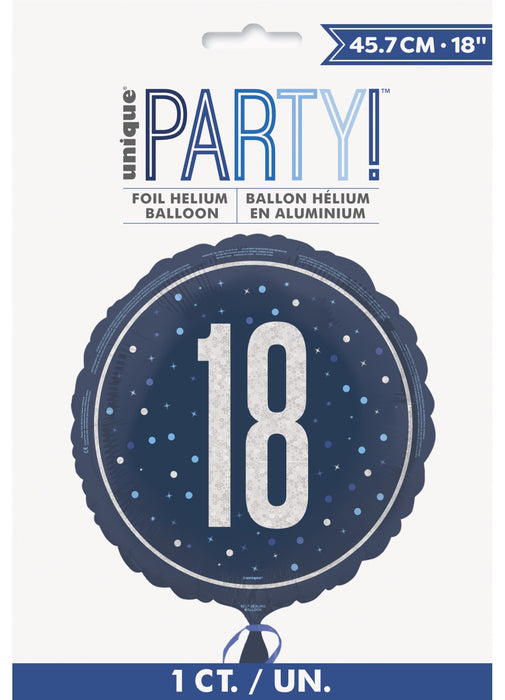 Blue Glitz Age 18 Foil Balloon