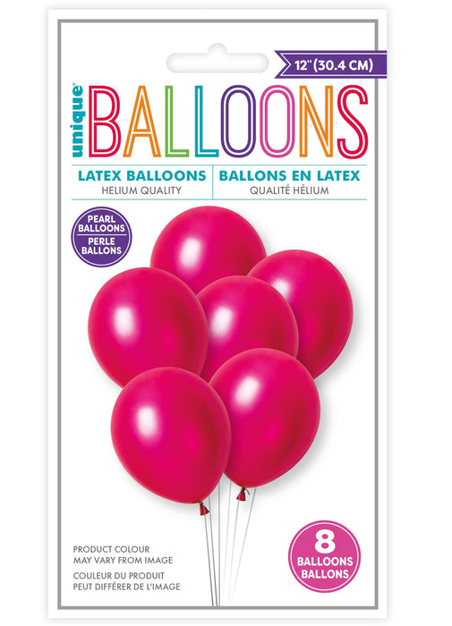 Fuchsia Pearl Latex Balloons 8pk