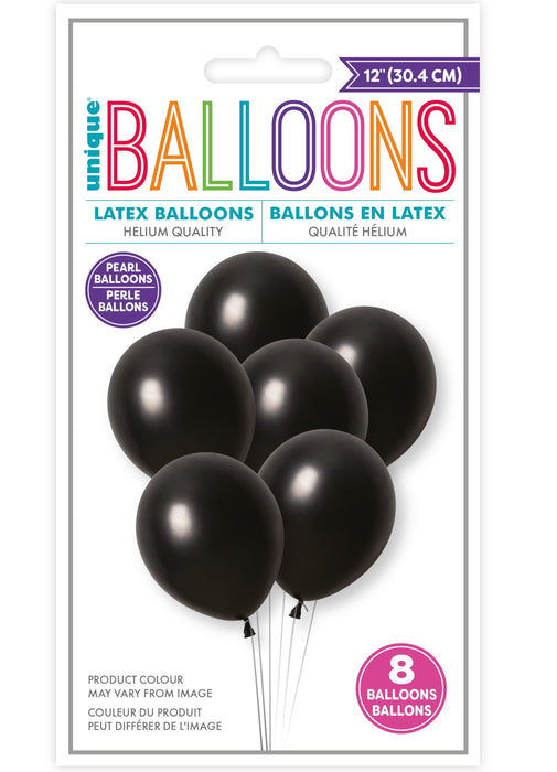 Black Pearl Latex Balloons 8pk