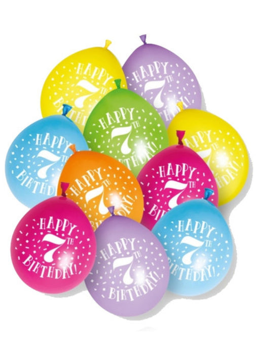 7th Birthday Latex Balloons 10pk