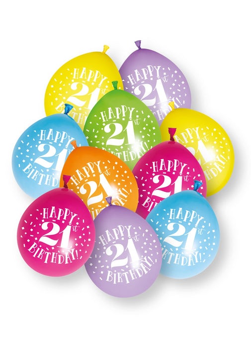 21st Birthday Latex Balloons 10pk