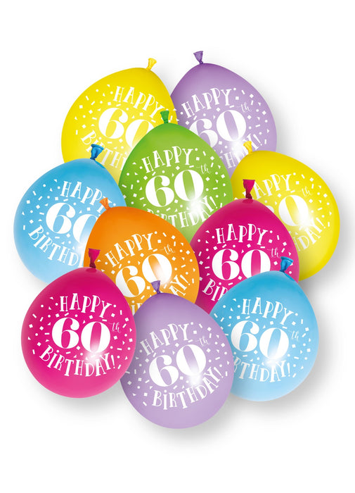 60th Birthday Latex Balloons 10pk