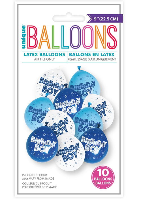 Birthday Boy Latex Balloons 10pk